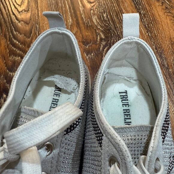 True Religion Shoes Women 8 Medium Silver White Bling Addilyn Lace Up Sneaker - Picture 8 of 8